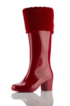 Modern fashionable women winter boot shot in studio