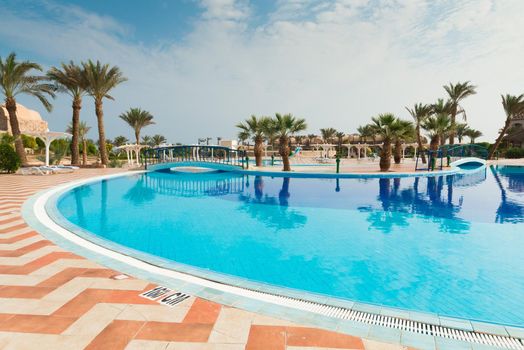 Large swimming pool at Egypt holiday resort