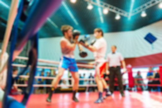 Boxing match abstract blur sports background with bokeh