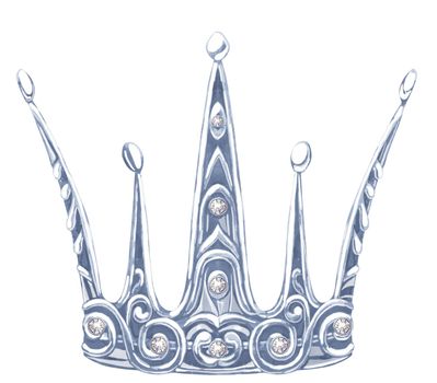 Watercolor silver crown with precious stones fianit