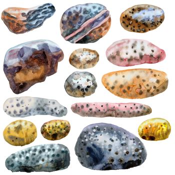 Hand drawn isolated colorful pattern of stones