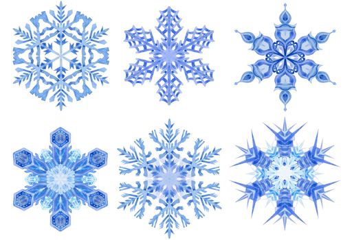 Set of symbol of winter. Beautiful decoration snowflakes