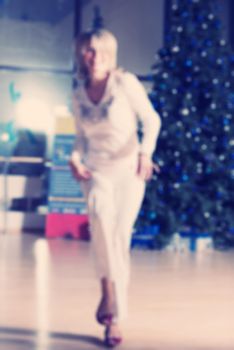 Dance class for women at fitness centre abstract blur background