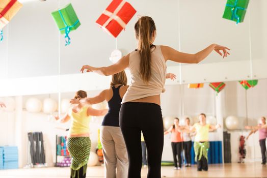 Dance class for women at fitness centre