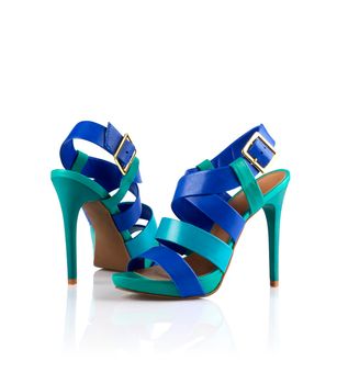 Pair of modern fashionable women shoes shot in studio