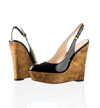 Pair of modern fashionable women shoes shot in studio