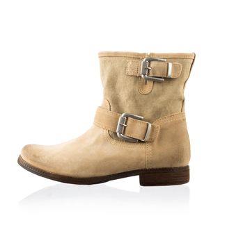 Modern fashionable women winter boot shot in studio