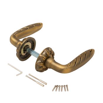Door Knob assembly with bolts on White Background