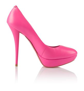 Modern fashionable pink women shoe shot in studio
