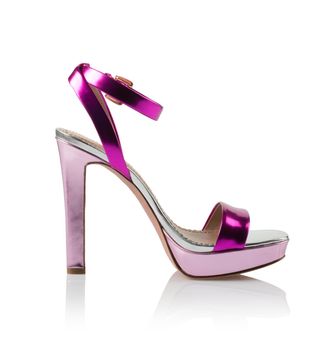 Pink Modern fashionable women shoe shot in studio