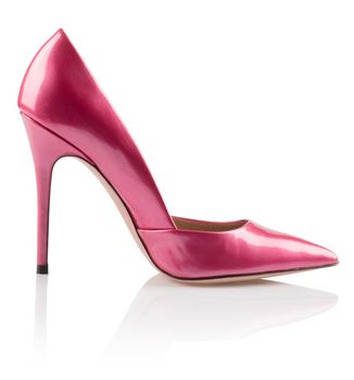 Modern fashionable pink women shoe shot in studio