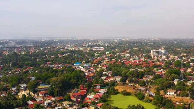 Aerial view of Zamboanga city on the island of Mindanao.A major commercial city with a seaport in the Philippines.