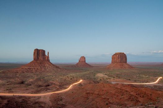 Light painting Monument Valley mesa panorama