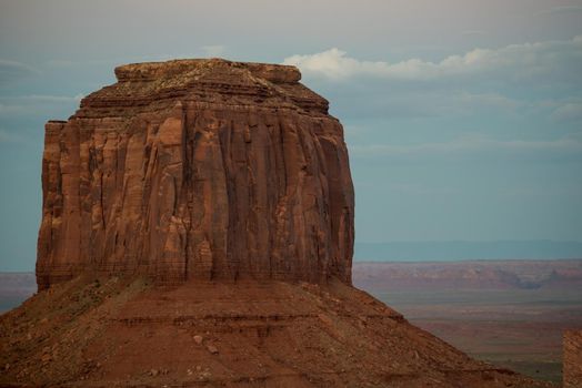 Navajo Nations Monument Valley Park mesa up close at sunset