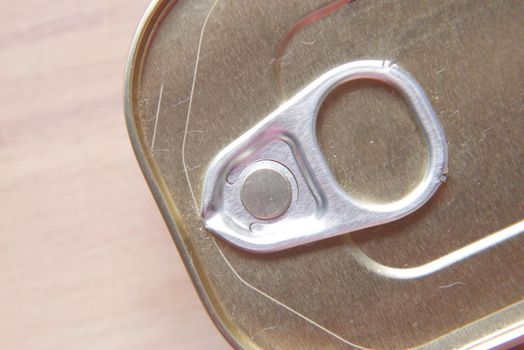 close up of a food can on white background