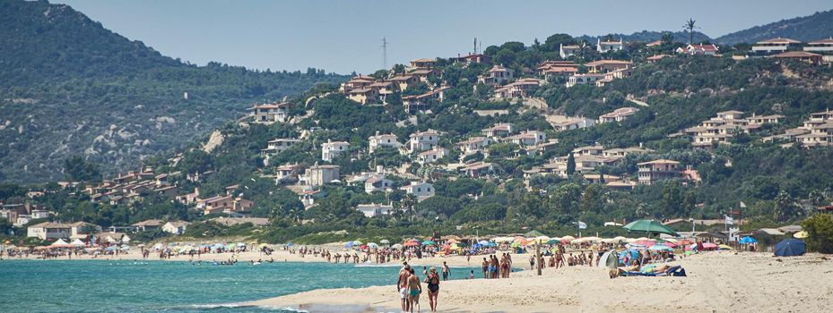 Sardinia beach banner, banner image with copy space