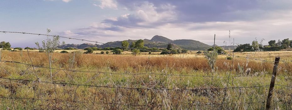Sardinia country landscape, banner image with copy space