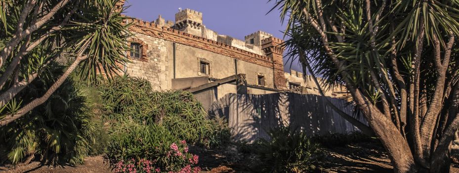Falconara castle detail, banner image with copy space