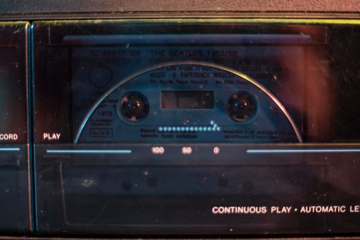 Music cassette play detail in a cassette player