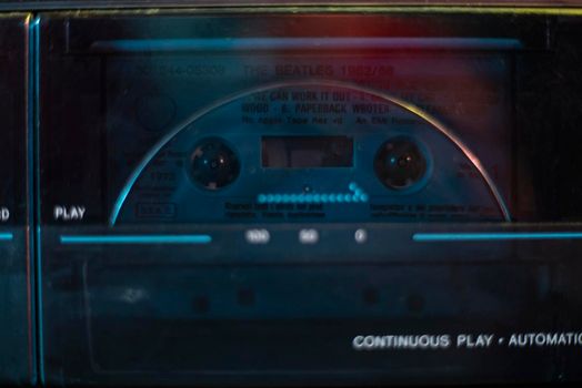 Music cassette play detail in a cassette player