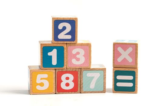 Math number colorful on white background, education study mathematics learning teach concept.