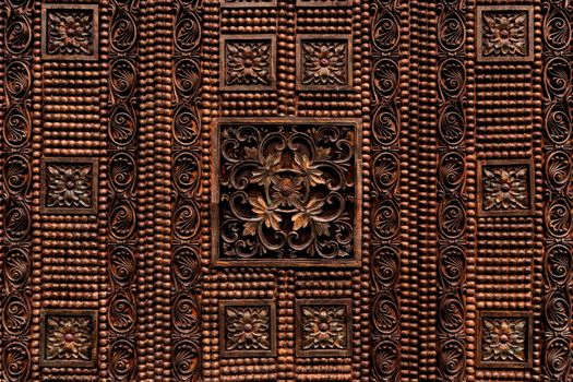 Beautiful wood carving, handmade door in muslim oriental style. Exploring arabic countries.