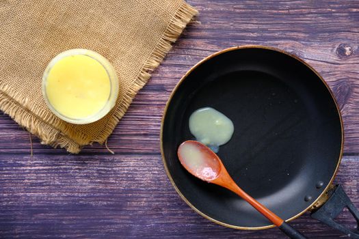 homemade ghee in container on a table