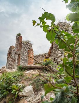 Ruin of Devicky castle on the hill Devin above Pavlov and Dolni Vestonice town. The vine region of South Moravia in Czech Republic.