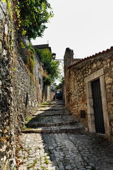 Beautiful alley in Sermoneta , Italy , old medieval town