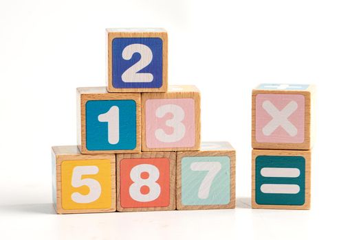 Math number colorful on white background, education study mathematics learning teach concept.