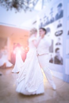 Beautiful wedding dance abstract blur background with bokeh