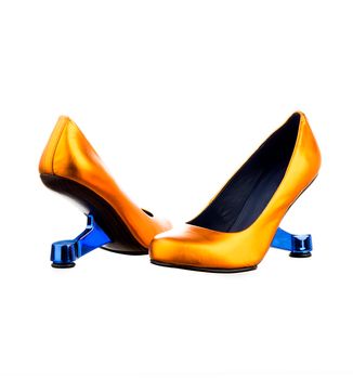 Pair of modern fashionable women shoes shot in studio