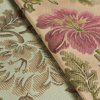 Fabric background with floral pattern macro shot