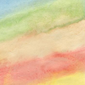 Light Nackdrop with Watercolor Colored Stripes. Hand Drawn Rainbow Background.