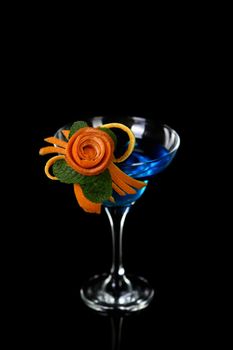 Art in orange- fruits carving. How to make to citrus garnish design for a drink. 