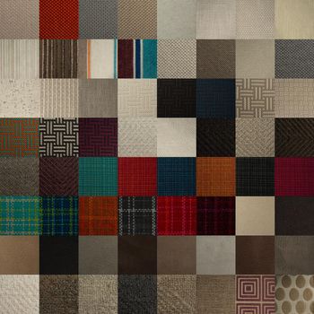 Textile chart with many color and texture samples