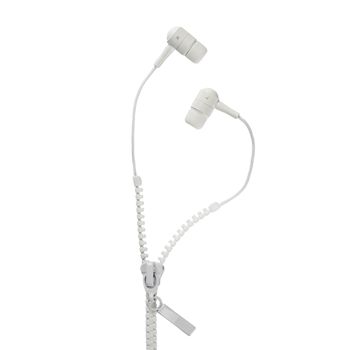 White headphones closeup shot over white background