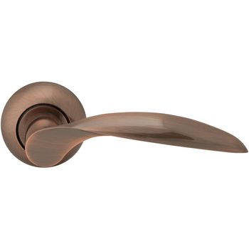 Classic copper door handle side view isolated on white