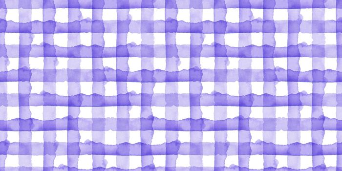Abstract Blue Check Watercolor Background. Plaid Seamless Pattern for Fabric Textile and Paper. Simple Stripe Hand Painted .