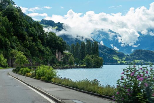 Beautiful landscape in Switzerland Alps. Lucerne lake.