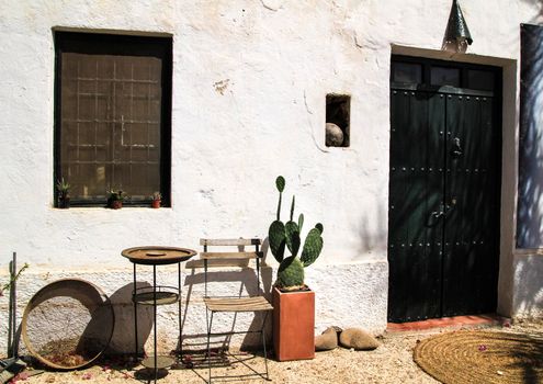 Whitewashed houses and beautiful cactus in Rodalquilar, Andalusia, Spain
