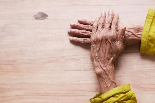close up of hands of a elderly person ,