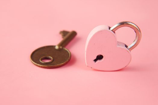 Pink Heart Shape Padlock And Key