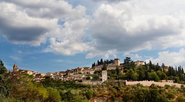 Landscape of Spello in Umbria -italy- on Mt.Subasio , beautiful old medieval walled town