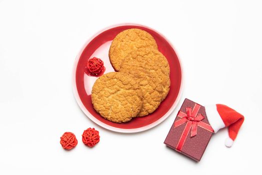 Christmas cookies . Festive food. New Year and Christmas. White background. Copy Space
