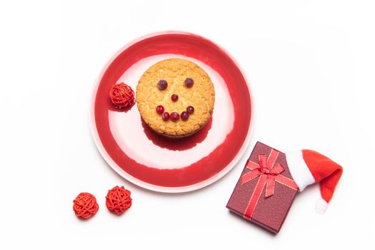 Christmas cookies . Festive food. New Year and Christmas. White background. Copy Space