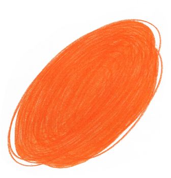 Orange Abstract Stain Drawn by Colored Pencil Isolated on White Background. Pastel Colored Spot for Decoration, Poster, Banner, Greeting Cards Design.