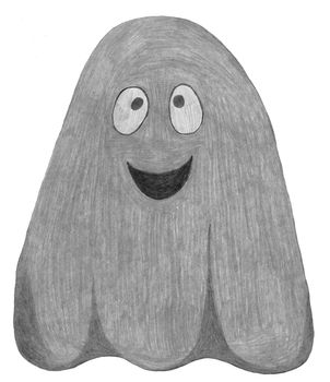 Hand Drawn Halloween Ghost Isolated on White Background. Halloween scary ghostly monsters. Cute cartoon spooky character, Drawn by Color Pencils.