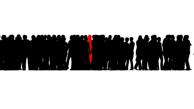 Black Silhouettes of people and one red Teamwork concept Business success Global communication network 3d render