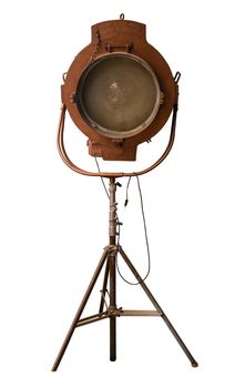 A Vintage Theatre, Movie Or TV Studio Light, Isolated On A White Background